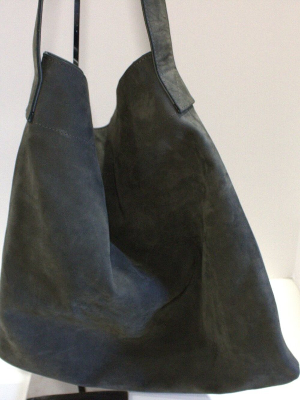 Unbranded Sage Green Slouchy Suede Hobo Bag. No Metal Hardware